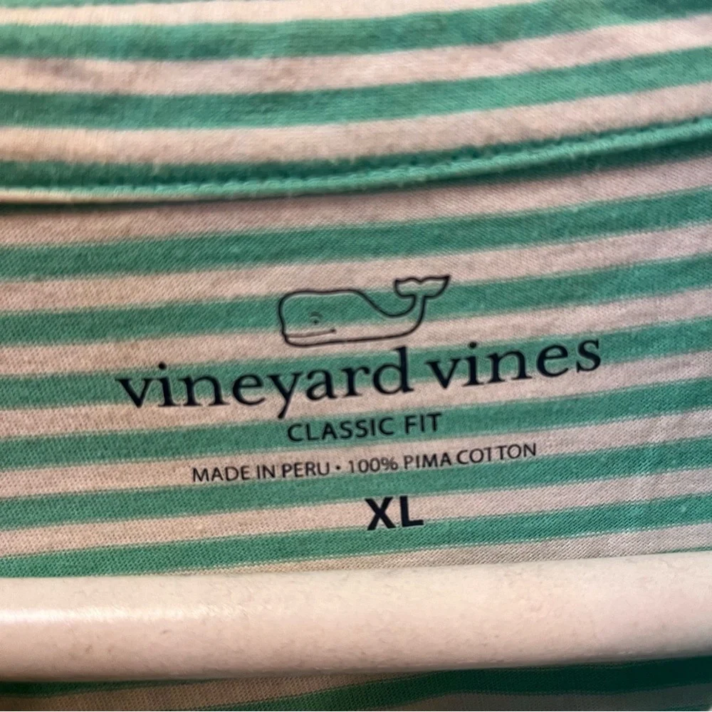 Men’s Vineyard Vines Striped Mint Green Pocket Polo XL - Picture 3 of 6